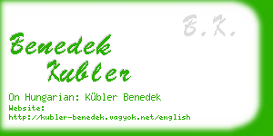 benedek kubler business card