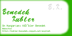 benedek kubler business card